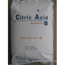 Citric Acid Anhydrous E330, Caa, C6h8o7, 2-Hydroxy-1, 2, 3-Propanetricarboxylic Acid